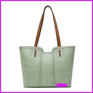 Vegan Leather Tote Bag Elegant Top Handle Satchel Purse Spacious Organized